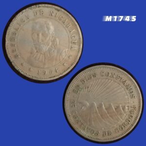Moeda Nicarágua - 25 Centavos - Cupro-Níquel - 5,1g - 23mm - 1964 - M1745