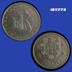 Moeda Portugal - 5 Escudos - Cupro-Níquel - 7g - 24,5mm - 1984 - M1779