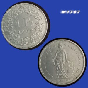 Moeda Suíça - 1 Franco - Cupro-Níquel - 4,4g - 23mm - 1968 - M1787