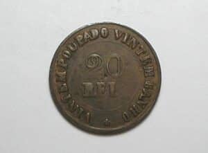 20 Réis 1900 sem data - anos 1900 / Falsa clássica da época / Bronzeada - procurada por colecionadores