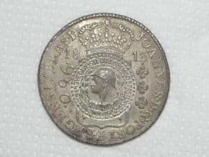 960 Réis - 1813-Rio / Carimbo do 23º Aniversário da Revolução de São Paulo 1932/1955 / Por um Brasil forte e unido / Flor de cunho / Raríssimo Exemplar / cod.300