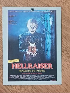 Cartão coleção Set. Ficha filme Hellraiser renascido do inferno 1987.