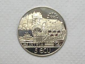 Austria) 5 Ecu - 1995 / Comemorativa / Proof / 37 mm Diametro / Cu/Ni / cod. 830
