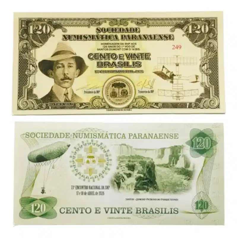 Cédula Comemorativa 120 Santos Dumont - 1o Voo 14 Bis - SNP - Novidade. Ed. Limitada