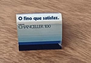 Embalagem cartela Fosforos Fiat Lux Chanceller 100 RJ Reynolds Brasil.