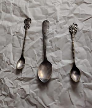 Três Colheres de Café em Meta Espessuradas. a Prata 925 Década de 50 Preço Por Unidade