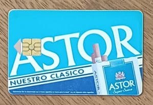 Cartão telefone Venezuela Cantv 1995. Mídia cigarros Astor.
