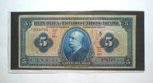 Cedula 5.000 Réis - 1925 / R-100.a Brazil com z - Autografada / Barão do Rio Branco / Mbc bonita / numero 058796