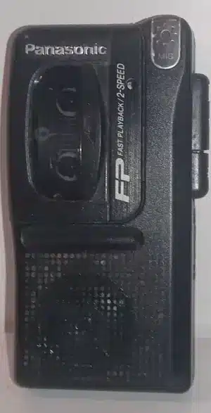 Micro Cassete Gravador Antigo Panasonic Fast Playback 2speed + Brinde Cartela fita Microcassete Sony