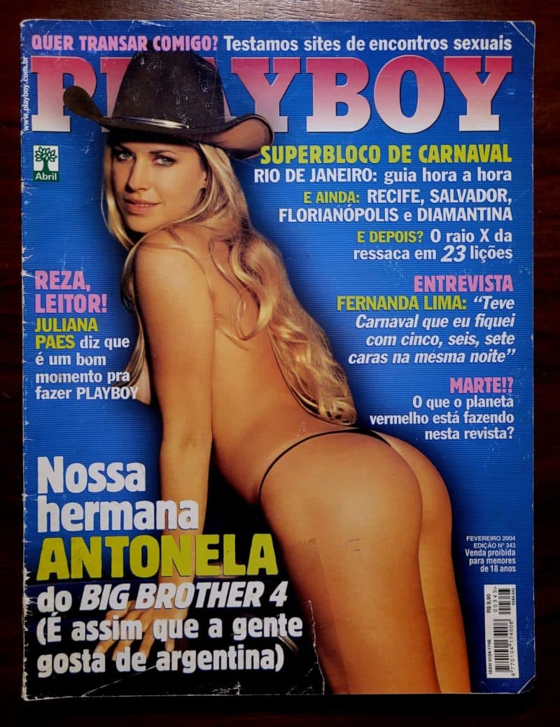 Playboy Nº 343 | Fevereiro 2004 | Antonela Avenalleda | BBB4 | Pôster Presente