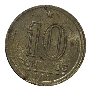 10 Centavos 1944 S/Sigla *vatiante* Sku 0032