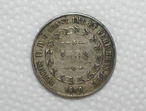 1.000 Réis - 1850 Império / Prata / Mbc - patinada / m350