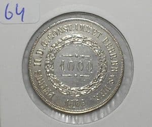1.000 Réis - 1866 Império / Prata / Soberba / m350