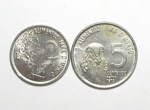 2 e 5 Centavos - 1975 - Fao / Flor de Cunho