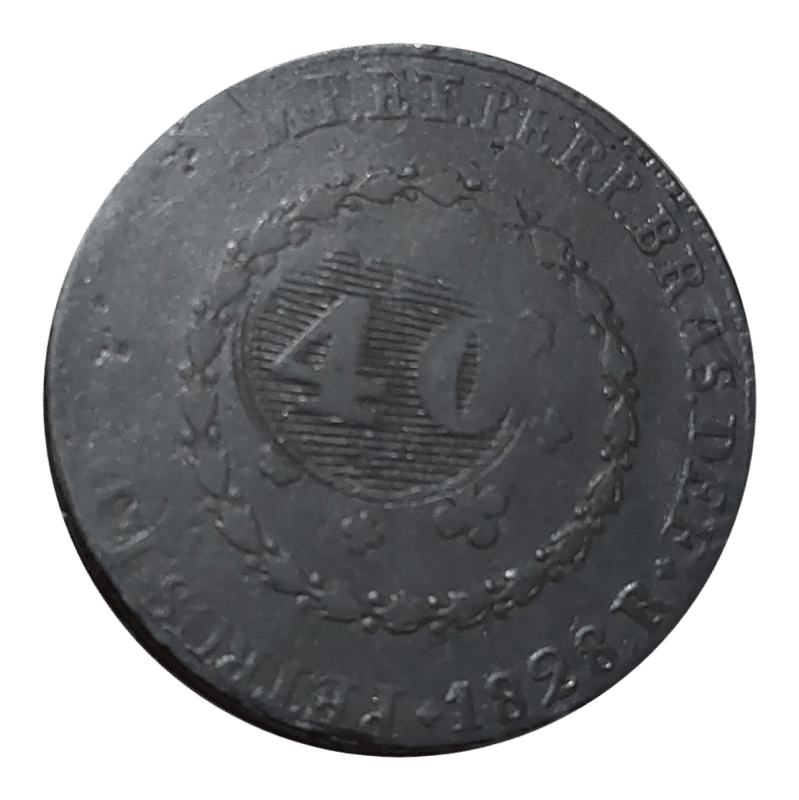 80 Réis com carimbo de 40 Réis 1828 R Sku 0044