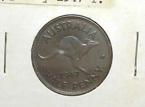 Australia) 1/2 Penny - 1947 / --> Flor de Cunho / Bronze / 20mm / Raro no estado / box66
