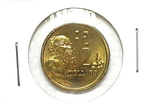 Australia) 2 Dollars - 1997 / --> Flor de Cunho / Aboriginal Man / Bz/Al / 20,62mm / box66