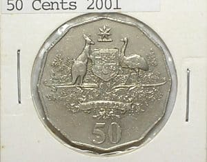 Australia) 50 Cents - 2001 / --> Flor de Cunho / Co/Ni / 31,5mm / box66