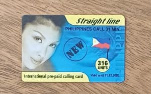 Cartão telefone Pre pago Straight line de 316. Filipinas New.