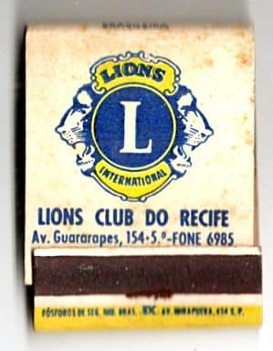 Caixa De Fosforos – Lions Club do Recife - Guarana Fratelli Vitta – Anos 50