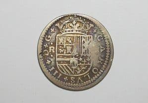 Espanha) 2 Reales - 1708/7 - Data Emendada de 1807 / Carolus III / Prata / M600