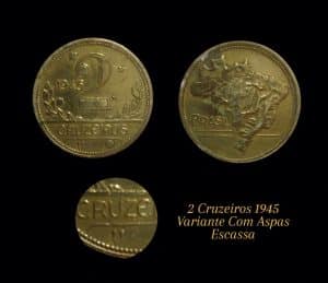 2 Cruzeiros 1945 com Aspas Sku 0220