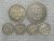 . (Inglaterra) 3 Pence – 1934 / 1940 / 1941 / 1942 /+/ 1 e 2 Shillings – 1942 = Prata / Georgivs VI / VII